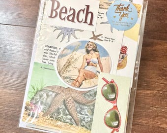 Vintage Beach Ephemera, retro ocean scrapbooking junk journal collage materials