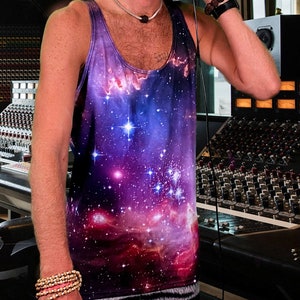 GALAXY-TANKTop - Unieke racerback-ruimte, sterrentanktop - Unisex bedrukte sportkleding - Workouttanktops - Polyester tanktop met ronde hals