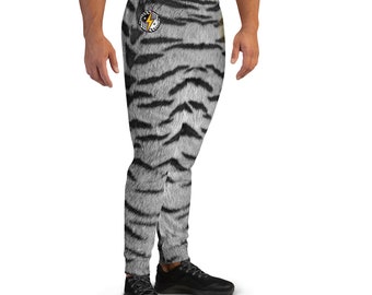 Pantalones de rayas de tigre blanco galvanizados: joggers unisex de corte ajustado para uso deportivo