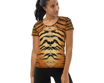 Invoke Your Inner Tiger with our TIGER STRIPE Women's T Shirt: Polyester/Spandex, Golden Flower of Life