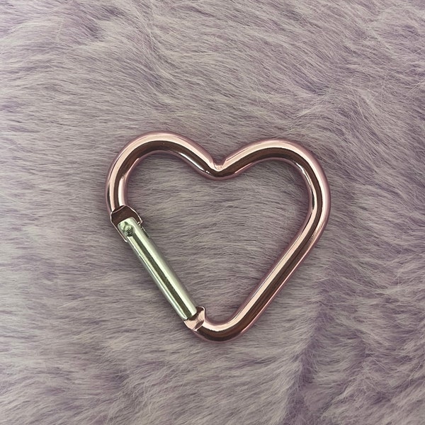 Pink Heart shaped carabiner for keys