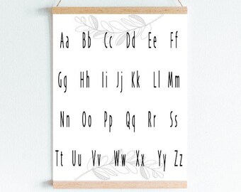 Personnaliser | Art mural alphabet minimaliste | Affiche imprimable ABC | Décoration de chambre d'enfant moderne | Alphabet Montessori | Téléchargement numérique