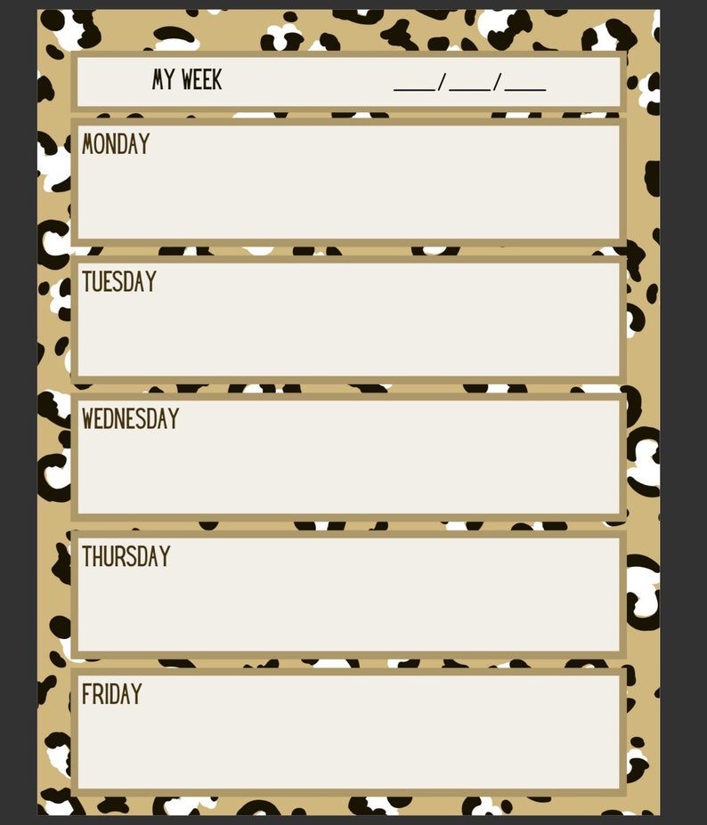 New Free Shipping Weekly Planner - Cheetah Print- Boss- Planners- Elegant printable Girl