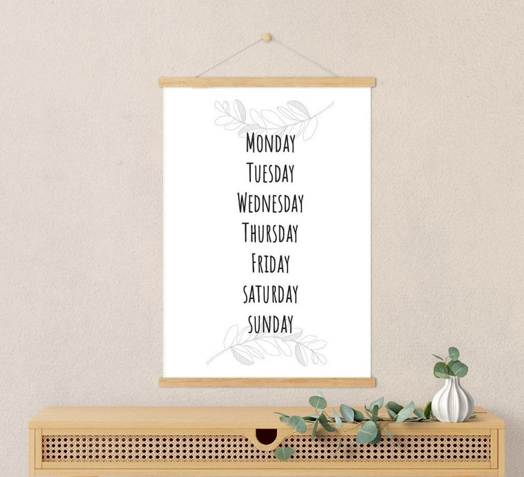 Days of the Week Poster, Digital Print, Wall Art, Decor, Poster ...