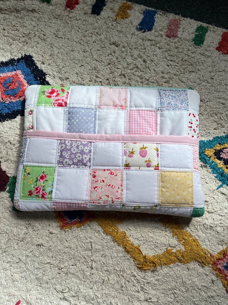 Square White and Pattern Patchwork Quilted Laptop Case Made to Order ...