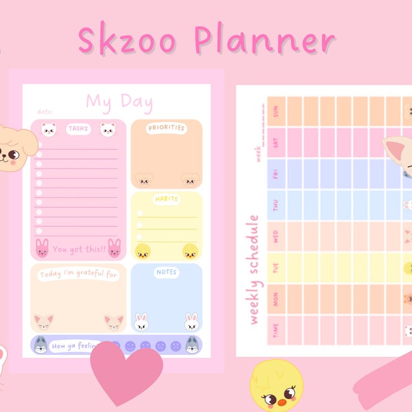 Stray kids skzoo Daily planner - digital printable pdf.