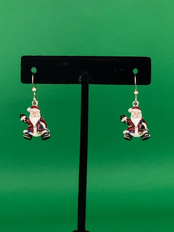 Waving Santa With Strand of Lights and Glitter/ Silverplated Etsy