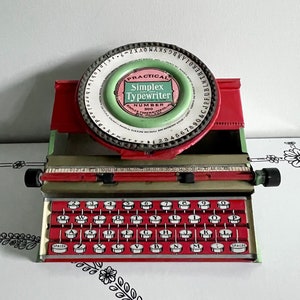 Vintage Tin Practical Simplex Lithographed Toy Typewriter