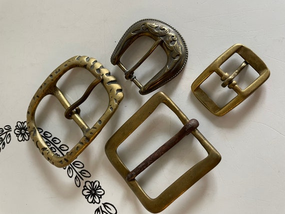 Lot Of 4 Vintage Brass And Brass Tone Belt Buckles - image 6