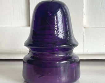 Antique Dark Amethyst Royal Purple Glass Insulator