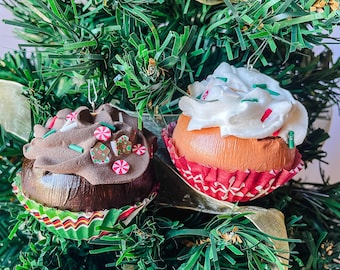 Mini Cupcake Christmas Ornaments - 2 pack