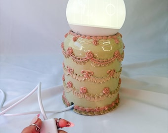 Mint and Pink Ceramic Cake Table Lamp
