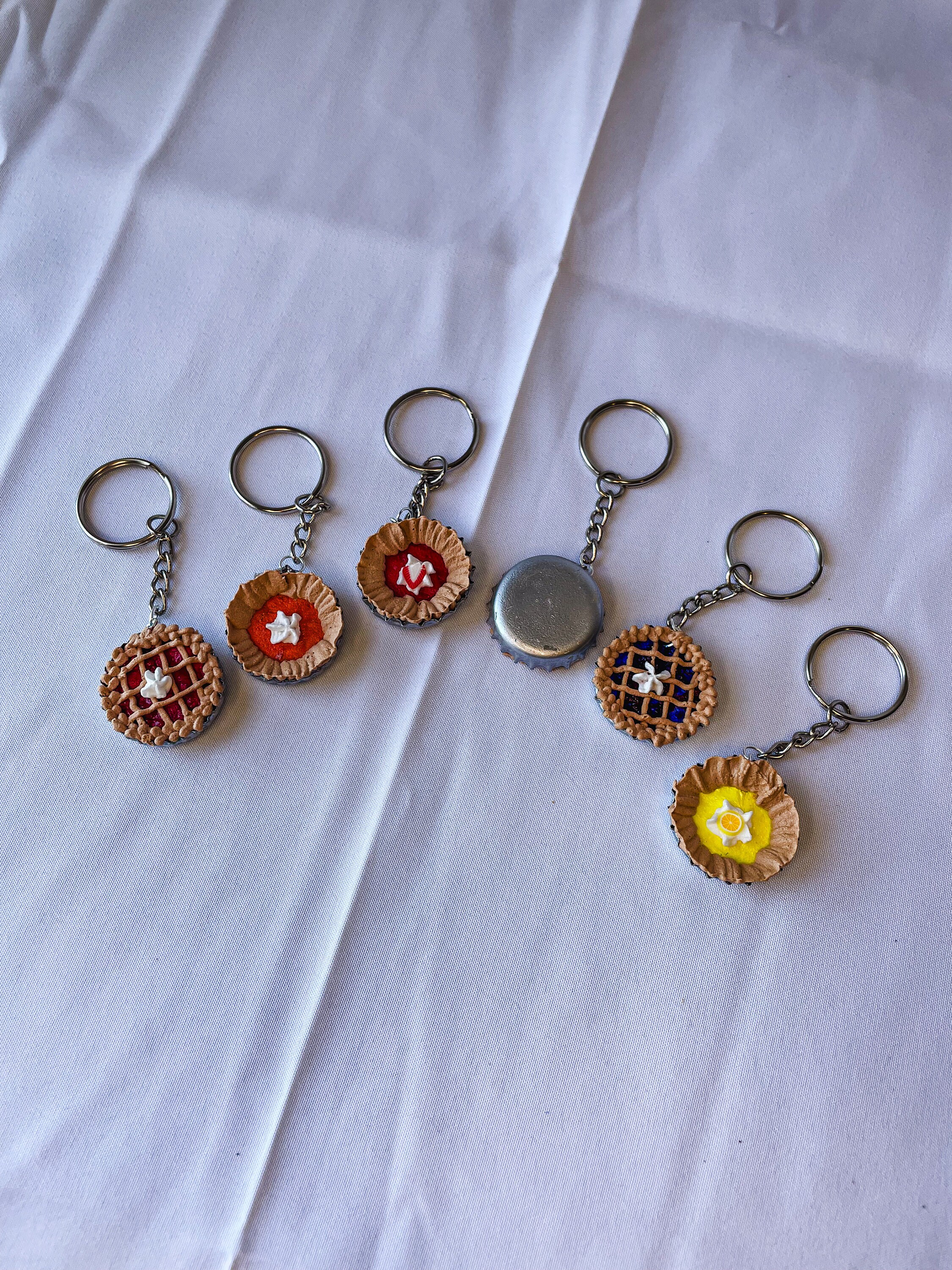 Mini Pie Keychain Bottle Cap Pie Keychains - Pumpkin, Cherry, Blueberry, Chocolate, Lemon ...