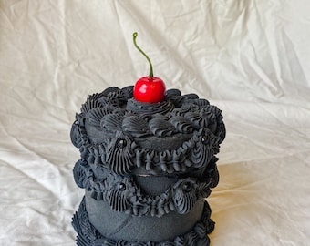 Gothic Matte Black Fake Cake Box
