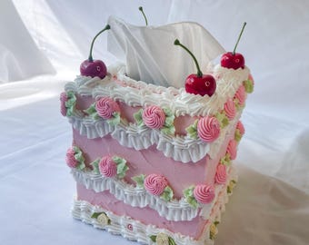 Vintage Pink Fake Cake Tissue Box Holders