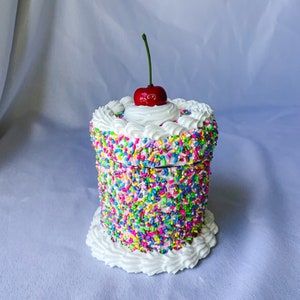 Rainbow Sprinkles with a Cherry on Top Fake Cake Box