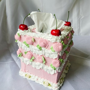 Vintage Pink Fake Cake Tissue Box Holders