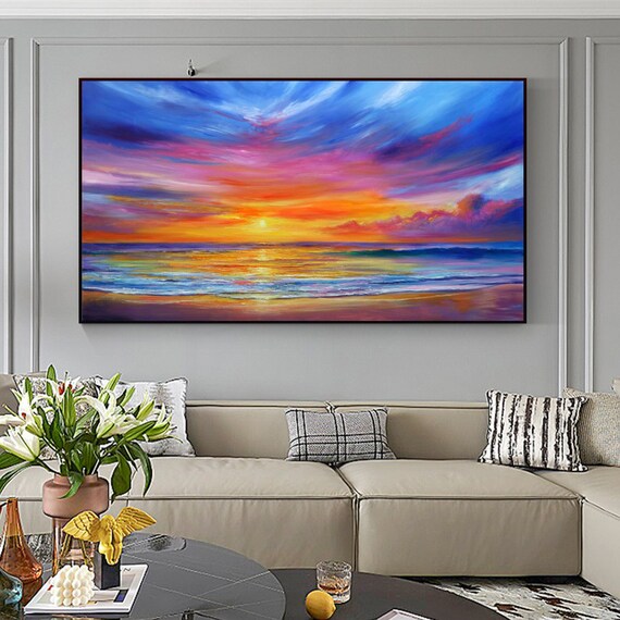 Abstract Sunset Ocean Landscape Oil Painting on Canvaslarge - Etsy