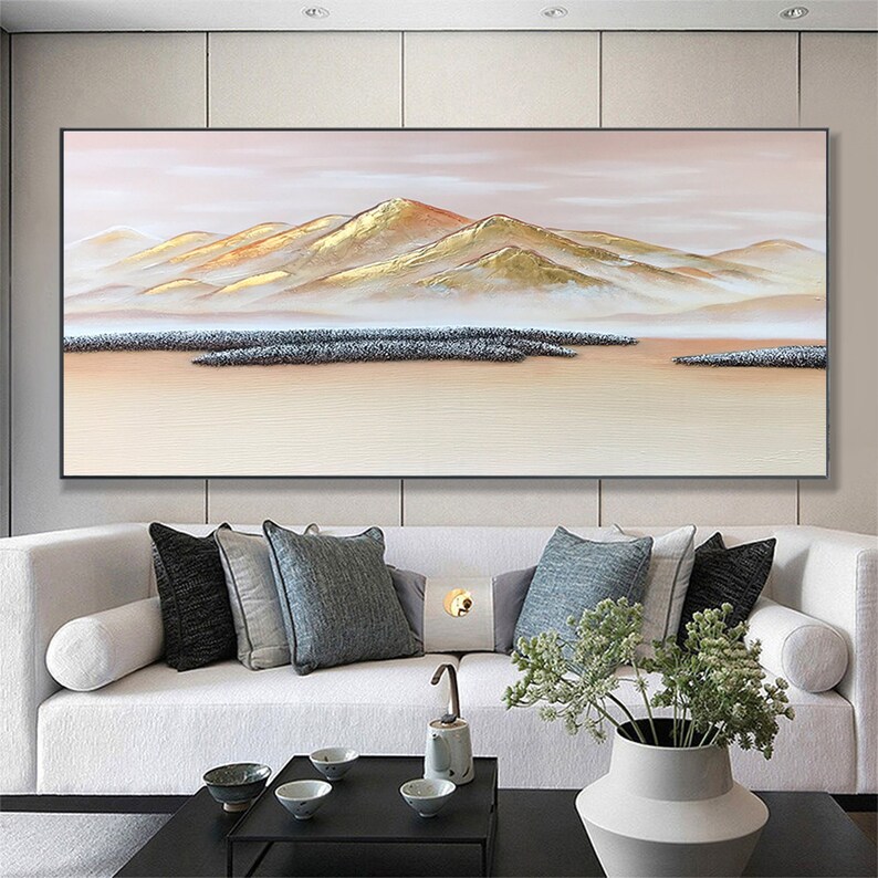 Large Abstract Gold Leaf Oil Painting on Canvasoriginal Etsy