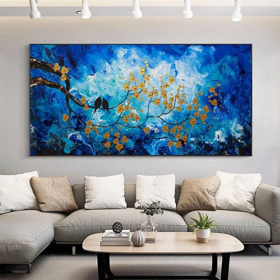 Original Oil Painting on Canvas Large Abstract Textured Blue - Etsy