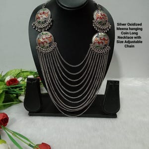 Oxidized silver necklaces adjustable chains