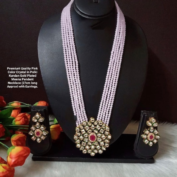 Polki Kundan long necklace set - Free shipping