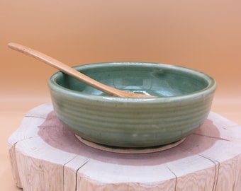 Ceramic Bowl Handmade Stoneware Pottery - Green Aventurine