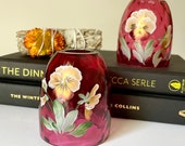 Fenton Fairy Lamp TOPS ONLY - Replacement Tops, Hand-Painted Fairy Light Cranberry Glass Tops