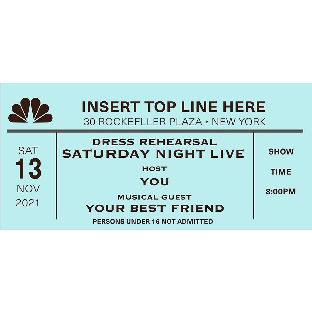 Personalized SNL Ticket Replica Remember Your Favourite Shows or Create