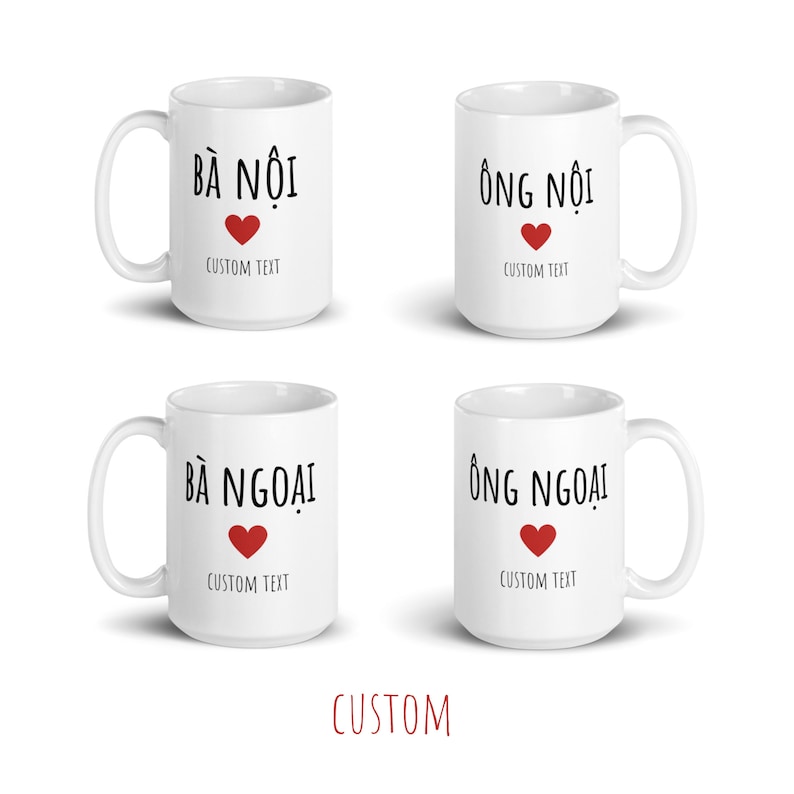 Custom Vietnamese Grandparent Coffee Mugs, 2023 Ba Ong, Grandma Grandpa