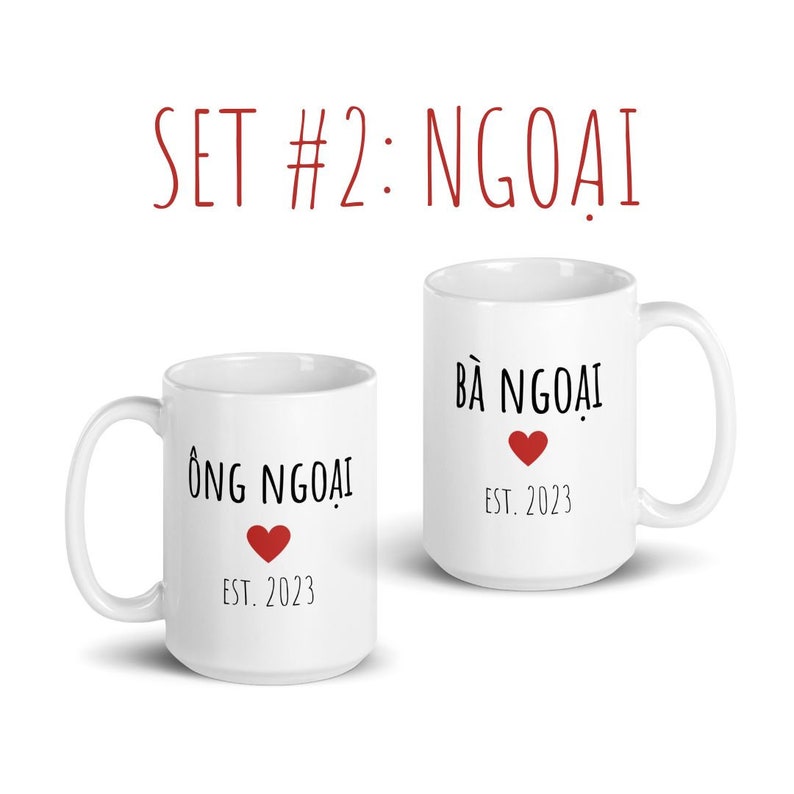 Custom Vietnamese Grandparent Coffee Mugs, 2023 Ba Ong, Grandma Grandpa