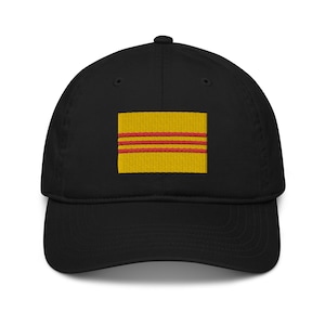South Vietnam Flag Dad Hat, Embroidered Organic Cap, AAPI, Saigon pride Black