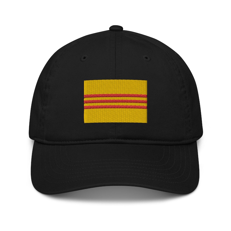 South Vietnam Flag Dad Hat, Embroidered Organic Cap, AAPI, Saigon pride Black