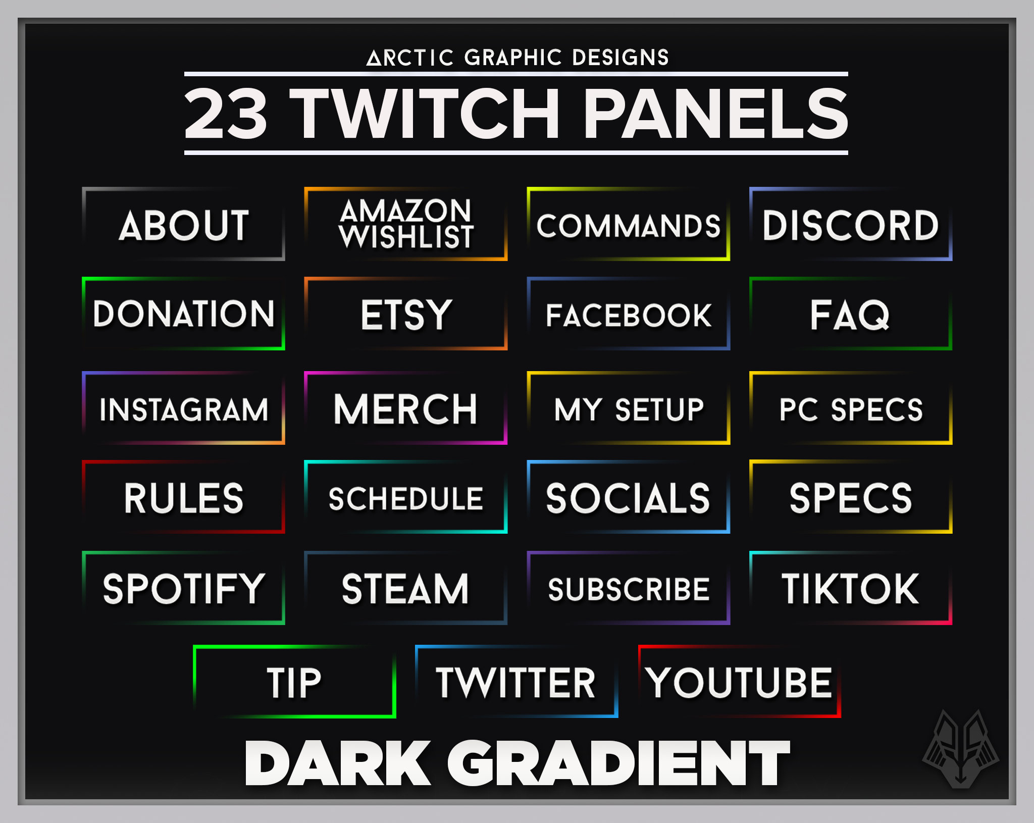 Twitch Panels - Dark Grey & Gradient | 23 Different Twitch Panels