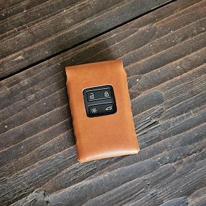 Leather key card cover for Renault or Dacia keycard holder Keyless key fob protection pouch [Minimalistic, Luxury, Handmade, Elegant]