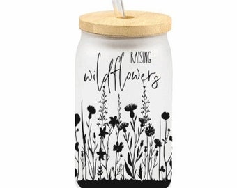 Raising wildflowers, Glass Can, Libby, sublimation designs