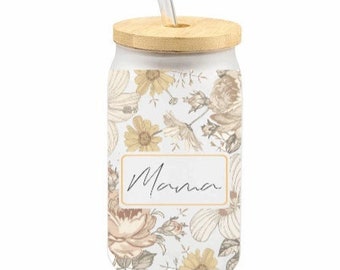 Floral Mama, Glass Can, Libby, Sublimation Designs