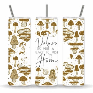 Sublimation Designs, Mushroom Cottage Core Nature 20 oz Skinny Tumbler, Designs and Digital Downloads
