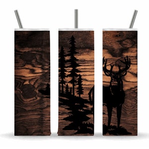Woodgrain Buck, Sublimation Designs, 20 oz Skinny Tumbler, Designs and Digital Downloads