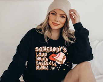 Somebody's Loud Mouth Baseball Mama, Checkered Bolt, Retro, DTF file, Sublimation Designs and Instant Digital Downloads, PNG