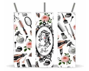 Hair Hustler, Sublimation Designs, 20 oz Skinny Tumbler Designs and Instant Digital Downloads