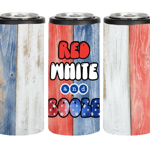 Red white and booze, Sublimation Designs, Skinny can koozie, Designs and Instant Digital Downloads