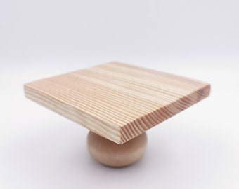 Square little wooden stool, Handmade tabouret step plant pot flower bench children kid child Furniture retro small mini foot rest doll brown