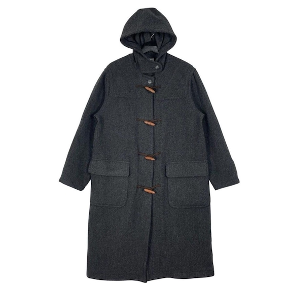Lacoste, Vintage 90s Lacoste Wool Duffle Coat: Hooded Long Jacket, Size M