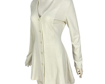 Vintage 90s Norma Kamali Mini Dress, Long Sleeve Button Cardigan
