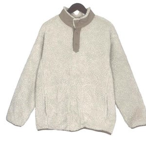Vintage White Mountaineering X Uniqlo Fleece Sherpa Jacket Japanese Brand Streetwear Jacket Pull Over Half Zipp Size M