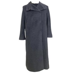Vintage Max Mara Italy Trech Coat Wool Coat Grey Designer Long Jacket Size M