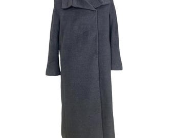 Vintage Max Mara Italy Trech Coat Wool Coat Grey Designer Long Jacket Size M