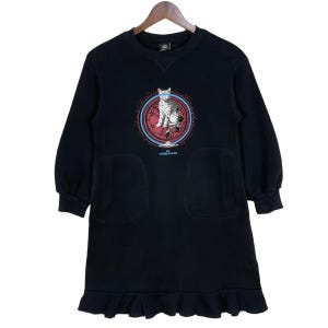 Vintage Undercover GU Big Logo Sweatshirt Long Dress Women Black Designer Japanese Brand Crewneck Size S