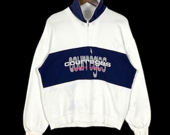 Vintage 90s Courreges Sweatshirt Pull Over Half Zipper Streetwear Designer Embroidery Logo Size M
